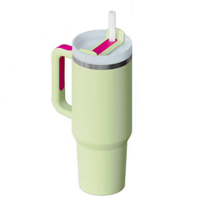 40 Oz Insulated Tumbler With Handle & Straw