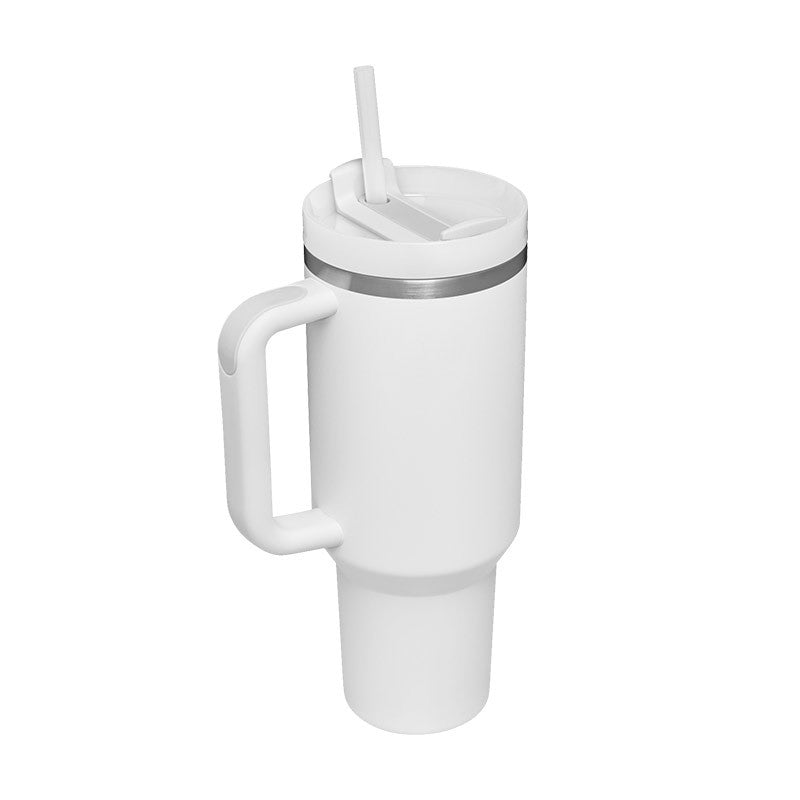 40 Oz Insulated Tumbler With Handle & Straw