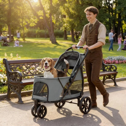 Hunde- & Tierkinderwagen – geländegängige Räder, faltbar und geräumig für Hunde bis zu 20 kg