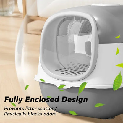 Self-Cleaning Cat Litter Box With Lid — Odor Control & Easy Cleanup