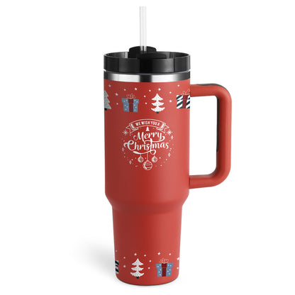 40 Oz Insulated Tumbler With Handle & Straw