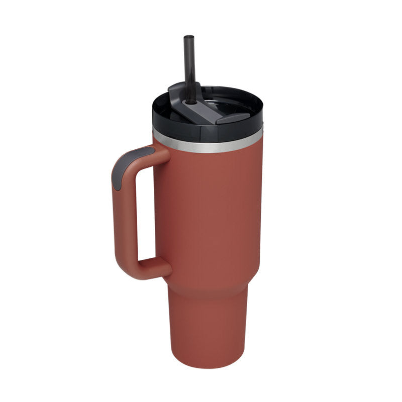 40 Oz Insulated Tumbler With Handle & Straw