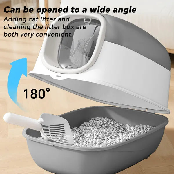 Self-Cleaning Cat Litter Box With Lid — Odor Control & Easy Cleanup
