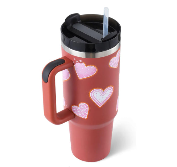 40 Oz Insulated Tumbler With Handle & Straw