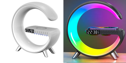 G-Shaped Smart LED Lamp — Bluetooth Speaker, Wireless Charger & Atmosphere Light