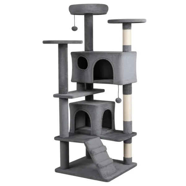 52" Cat Tree Tower With Perches, Condos & Scratching Posts — Multi-Cat Playground