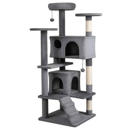 52" Cat Tree Tower With Perches, Condos & Scratching Posts — Multi-Cat Playground