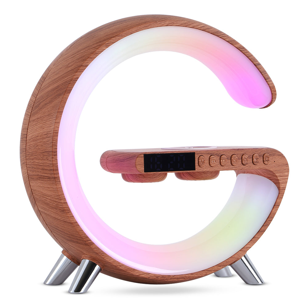 G-Shaped Smart LED Lamp — Bluetooth Speaker, Wireless Charger & Atmosphere Light