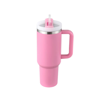 40 Oz Insulated Tumbler With Handle & Straw