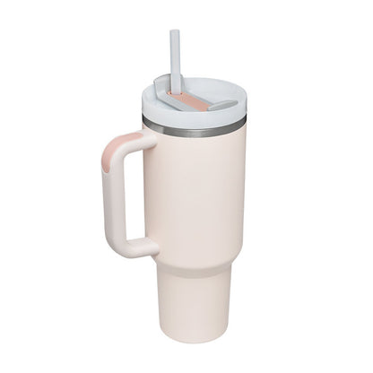 40 Oz Insulated Tumbler With Handle & Straw