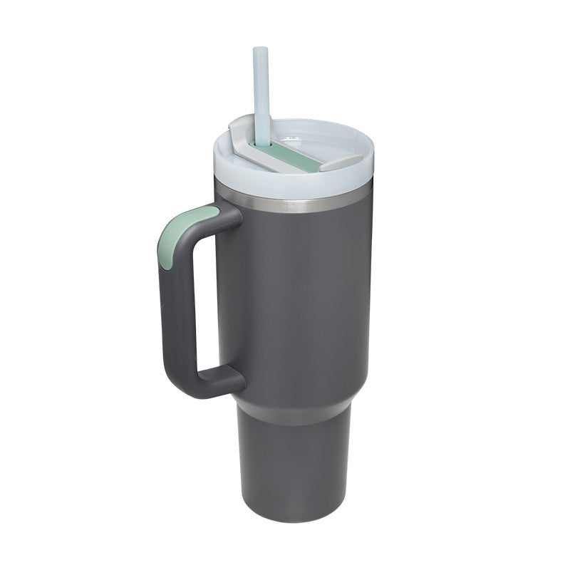 40 Oz Insulated Tumbler With Handle & Straw
