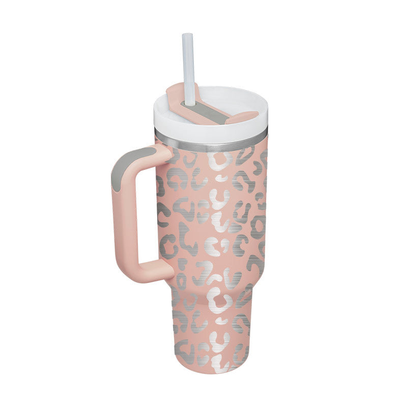 40 Oz Insulated Tumbler With Handle & Straw