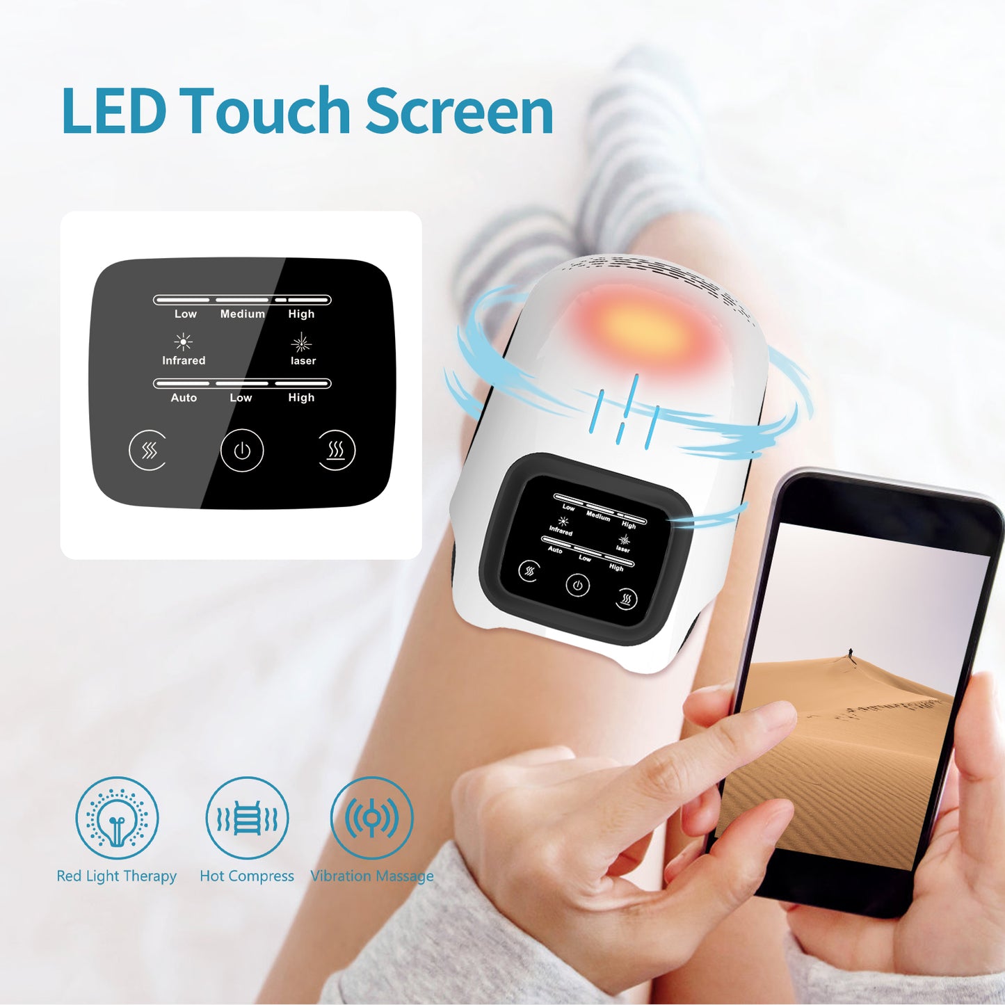 Electric Knee Massager — Infrared Heat, Vibration & Laser Pain Relief Device