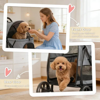 Hunde- & Tierkinderwagen – geländegängige Räder, faltbar und geräumig für Hunde bis zu 20 kg