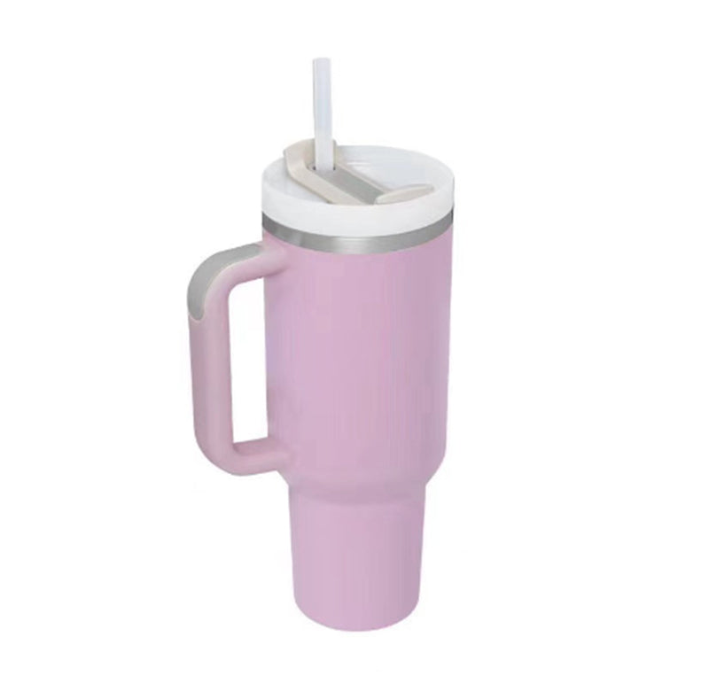 40 Oz Insulated Tumbler With Handle & Straw