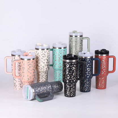 40 Oz Insulated Tumbler With Handle & Straw