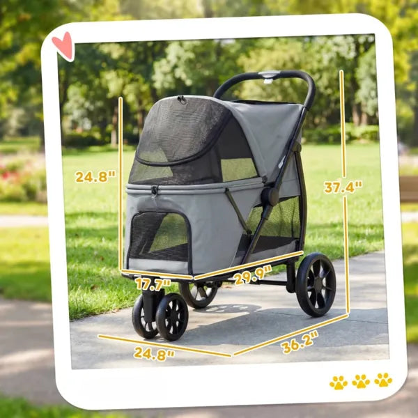 Hunde- & Tierkinderwagen – geländegängige Räder, faltbar und geräumig für Hunde bis zu 20 kg