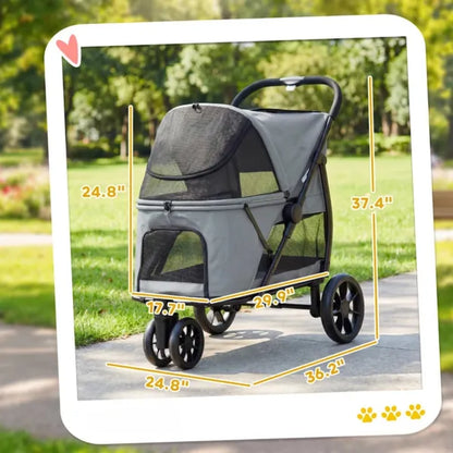 Hunde- & Tierkinderwagen – geländegängige Räder, faltbar und geräumig für Hunde bis zu 20 kg