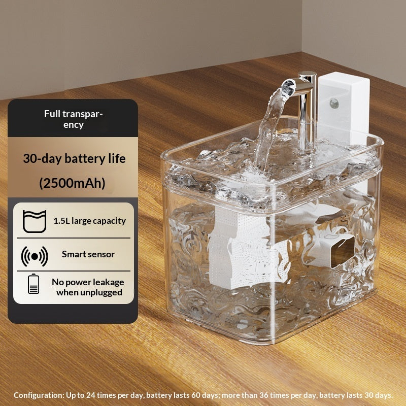 Smart Cat Water Fountain — Wireless Sensor, 1.5L Automatic Pet Drinking Dispenser
