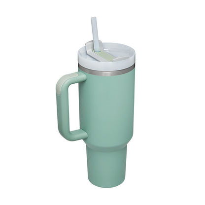 40 Oz Insulated Tumbler With Handle & Straw