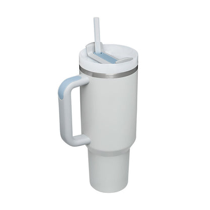40 Oz Insulated Tumbler With Handle & Straw