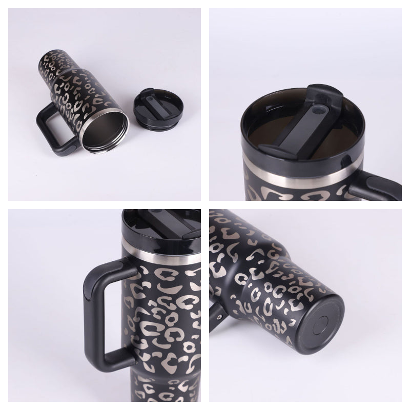 40 Oz Insulated Tumbler With Handle & Straw
