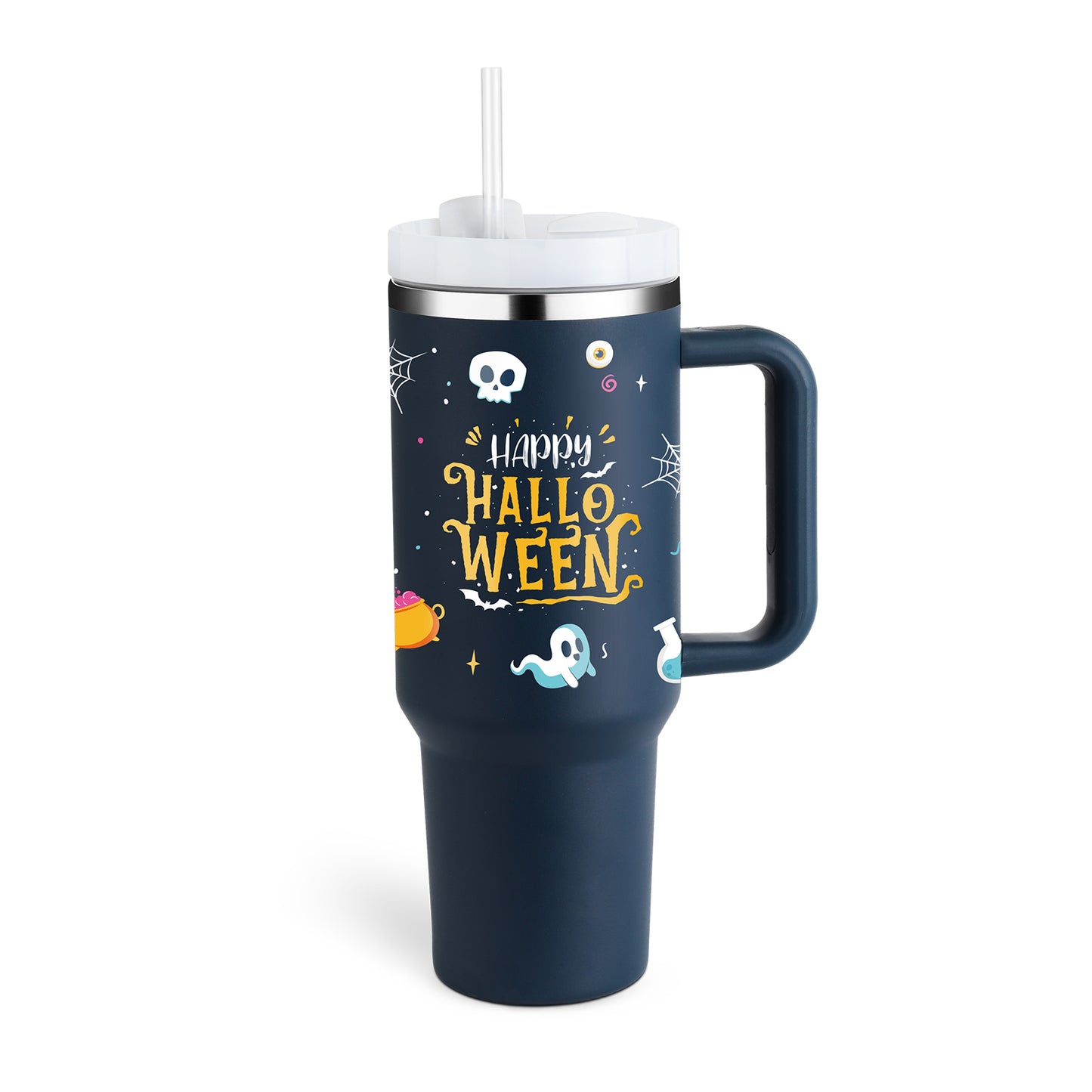 40 Oz Insulated Tumbler With Handle & Straw