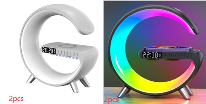 G-Shaped Smart LED Lamp — Bluetooth Speaker, Wireless Charger & Atmosphere Light