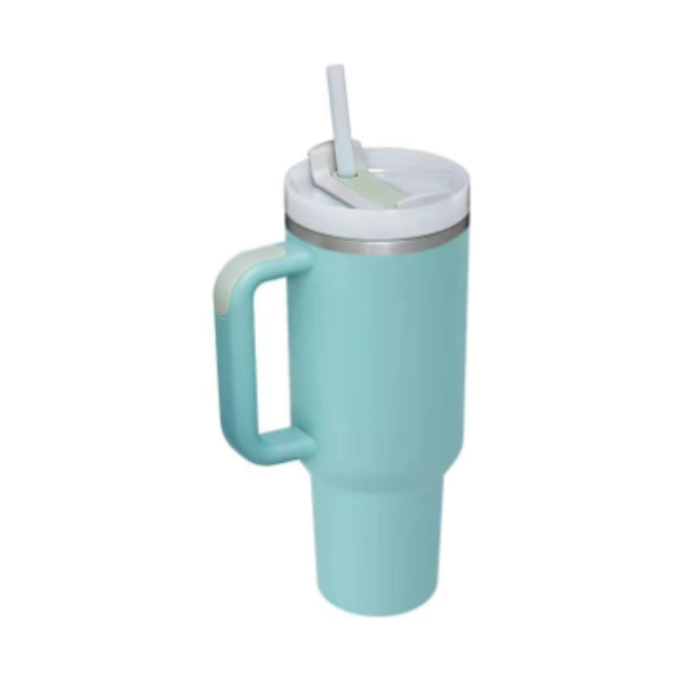 40 Oz Insulated Tumbler With Handle & Straw