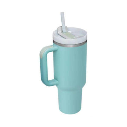 40 Oz Insulated Tumbler With Handle & Straw