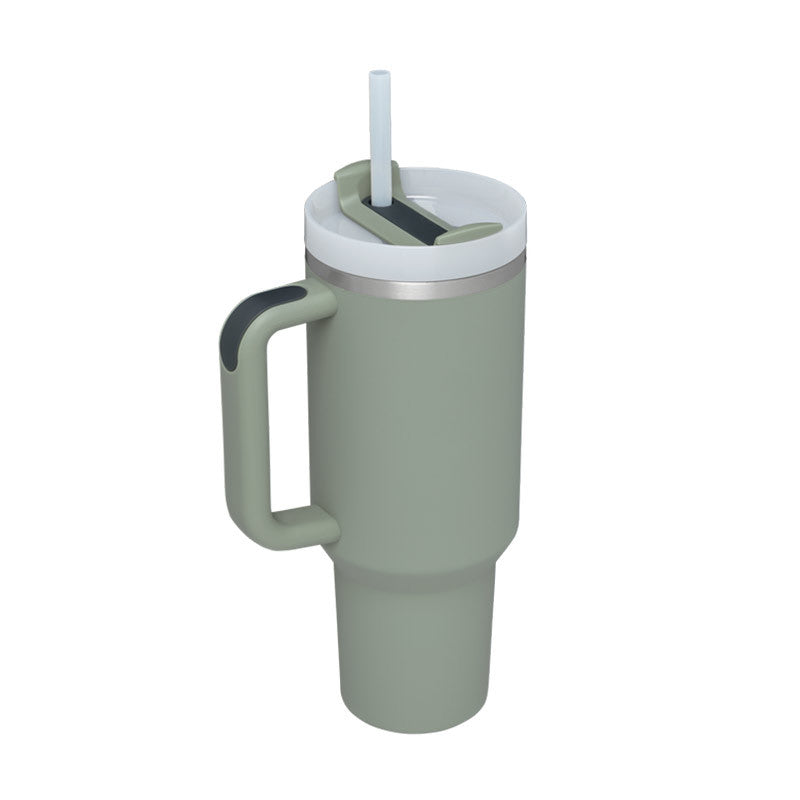 40 Oz Insulated Tumbler With Handle & Straw