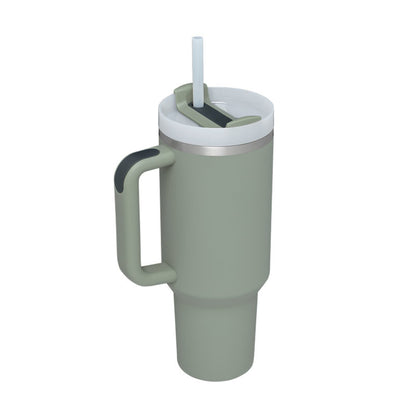 40 Oz Insulated Tumbler With Handle & Straw
