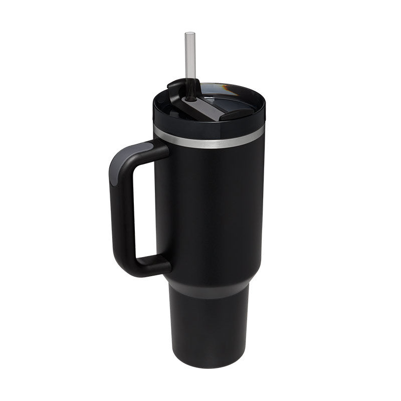 40 Oz Insulated Tumbler With Handle & Straw