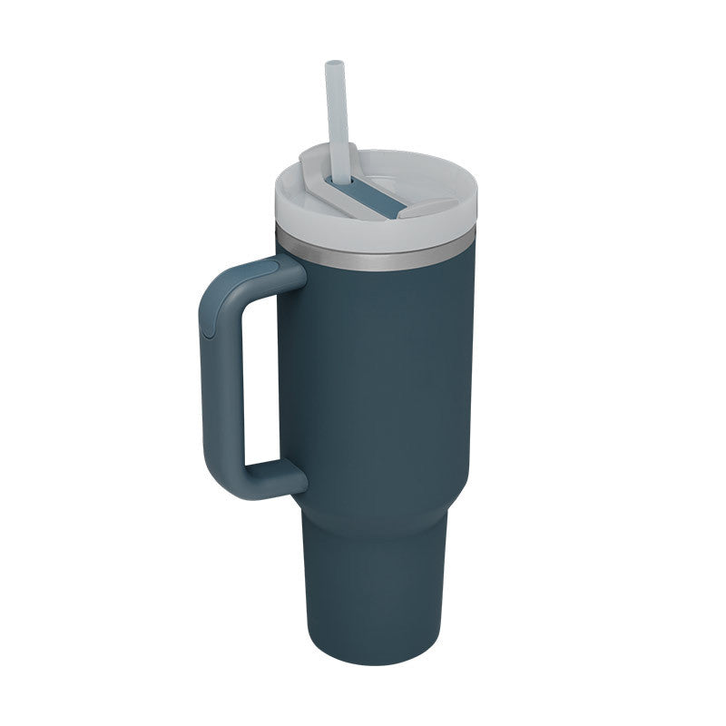 40 Oz Insulated Tumbler With Handle & Straw