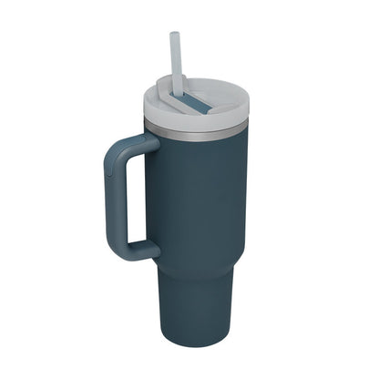 40 Oz Insulated Tumbler With Handle & Straw