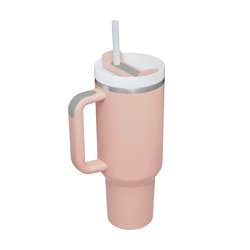 40 Oz Insulated Tumbler With Handle & Straw